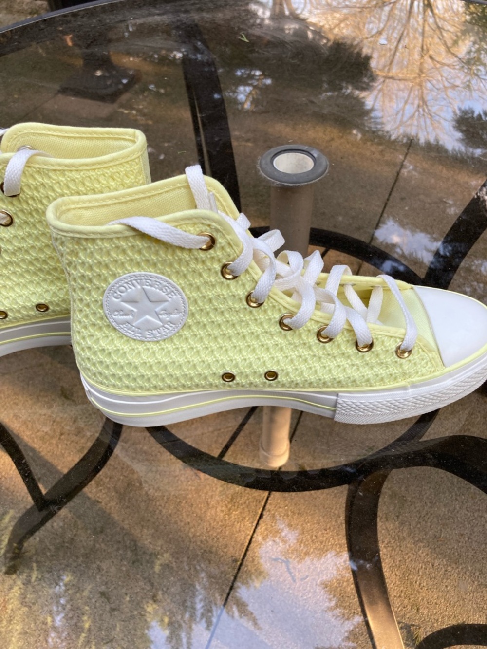 Converse Women's High Top Sneakers in Pale Yellow! Very unique!